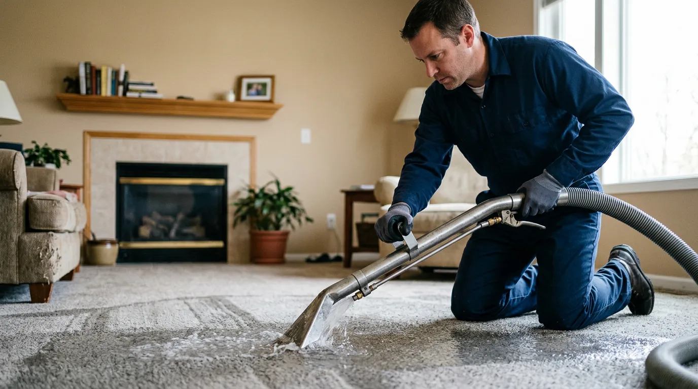 Water damage restoration technician working near Mount Holly, AR